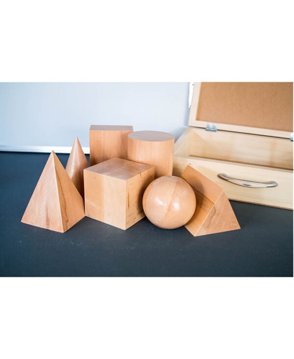 Modeli geometrijskih tijela drveni 7 kom u kutiji