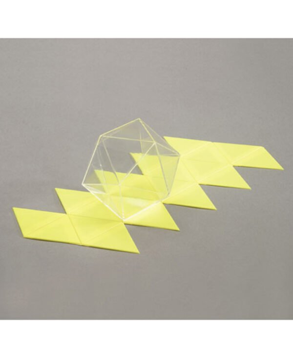 Ikosaedar s zatvorenim stranicama, proziran, s mrežom površine