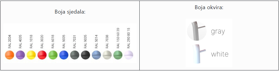 Entelo boja sjedala i okvira stolica