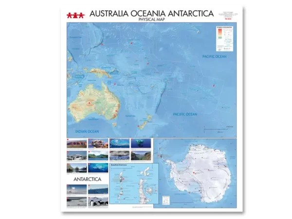 Fizička karta Australije, Oceanije i Antarktike